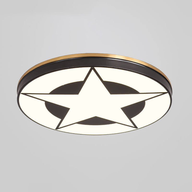 Simple Acrylic Pentagram Pattern Design All Copper LED Flush Mount Light