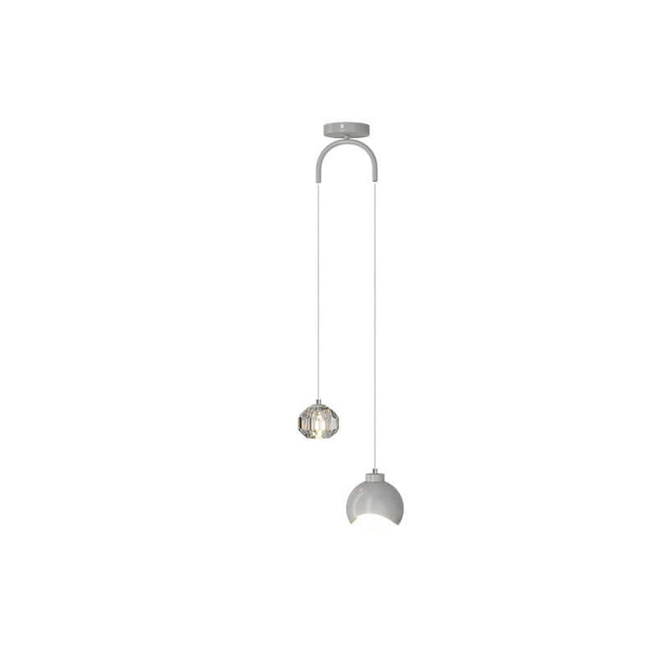 Lámpara Colgante Curva de 2 Luces de Bola de Cristal Simple de Lujo Ligero 