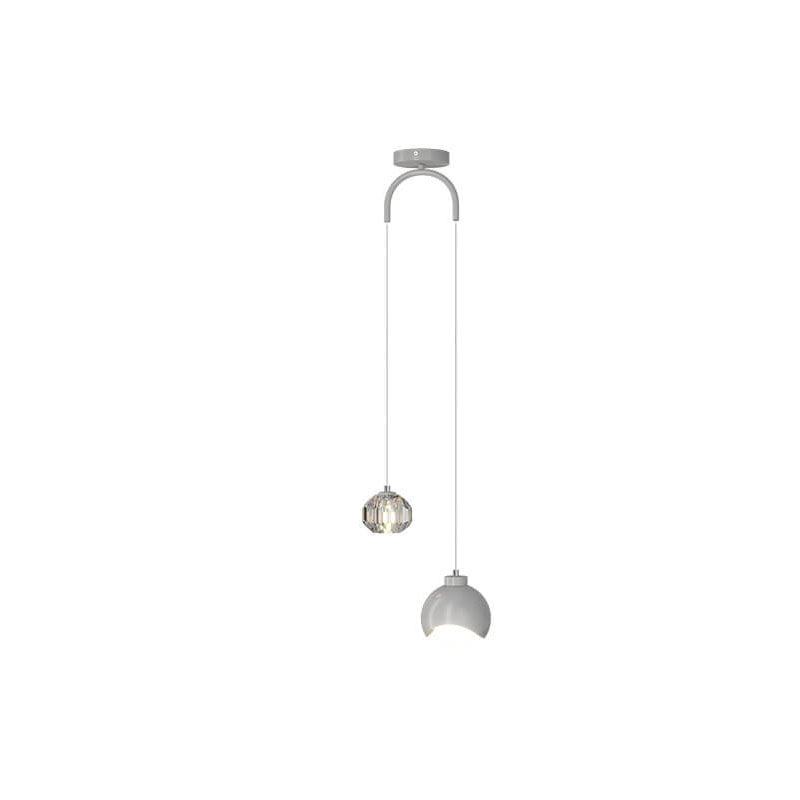 Light Luxury Simple Crystal Ball Hardware 2-Light Curve Pendant Light