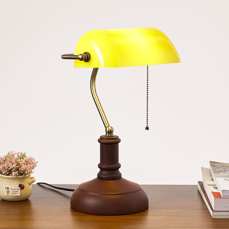 Lámpara de mesa de 1 luz con banco de cristal y madera maciza vintage tradicional con cremallera para dormitorio 