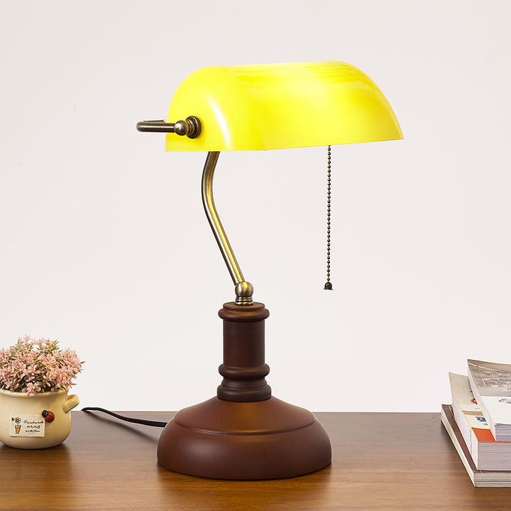 Lámpara de mesa de 1 luz con banco de cristal y madera maciza vintage tradicional con cremallera para dormitorio 