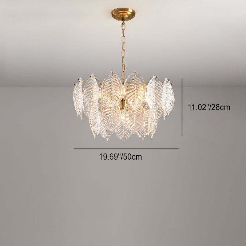 Traditioneller französischer Provinzrahmen mit Goldfinish, Blättermuster-Glasscheibe, 5/7/9/15-Licht-Kronleuchter für das Wohnzimmer 