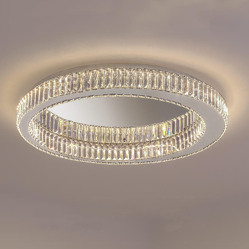 Éclairage de plafond LED en cristal moderne rond à montage affleurant 