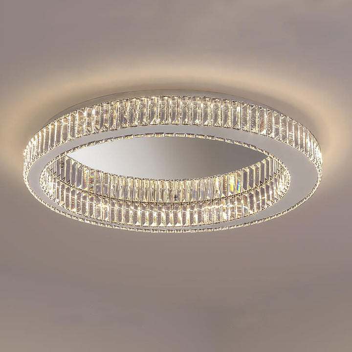 Éclairage de plafond LED en cristal moderne rond à montage affleurant 