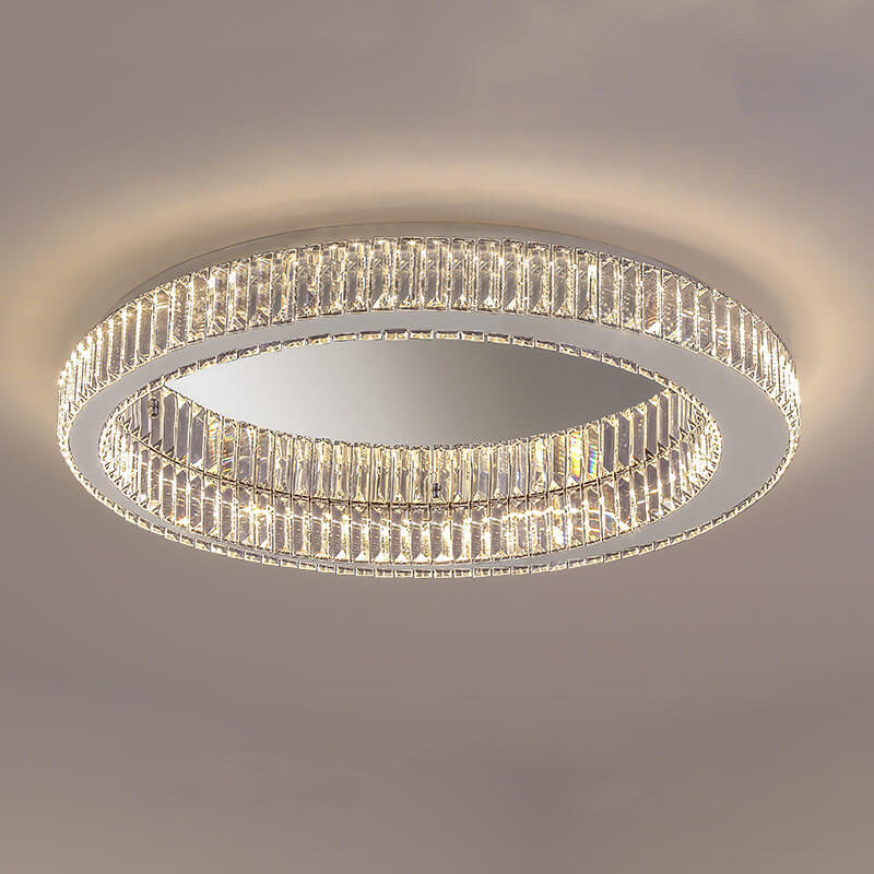Modern Round Flush Mount Lighting Crystal LED Ceiling Light
