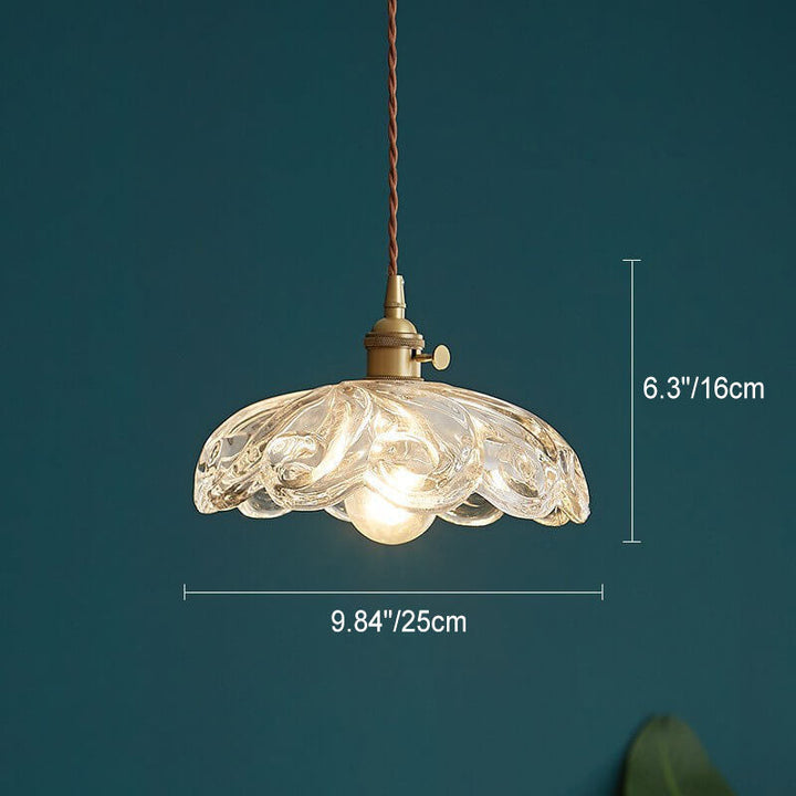 Contemporary Nordic Floral Glass Brass 1-Light Pendant Light For Living Room &amp; Bedroom