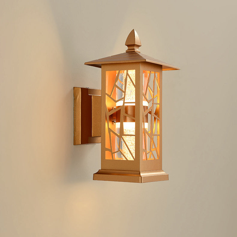 Traditional Chinese Zinc Alloy House Pagoda LED Waterproof Wall Sconce Lamp For Outdoor Patio