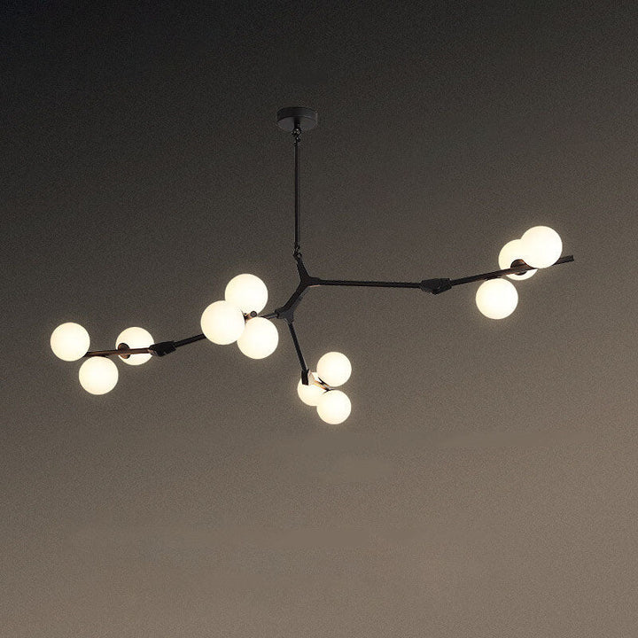 Moderner minimalistischer Magic Bean Zweig-Kronleuchter aus Glas und Metall mit 12/18/24 Flammen für Wohnzimmer &amp; Schlafzimmer 