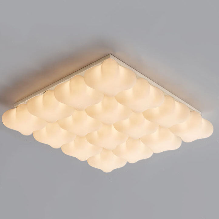 Modern Minimalist Square Stereo Milk White Acrylic Iron LED Flush Mount Ceiling Light