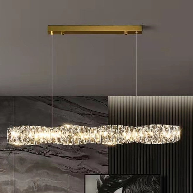 Modern Minimalist Linear Crystal LED Chandelier