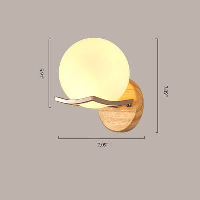 Nordic Minimalist Glass Wood 1-Light Wall Sconce Lamp