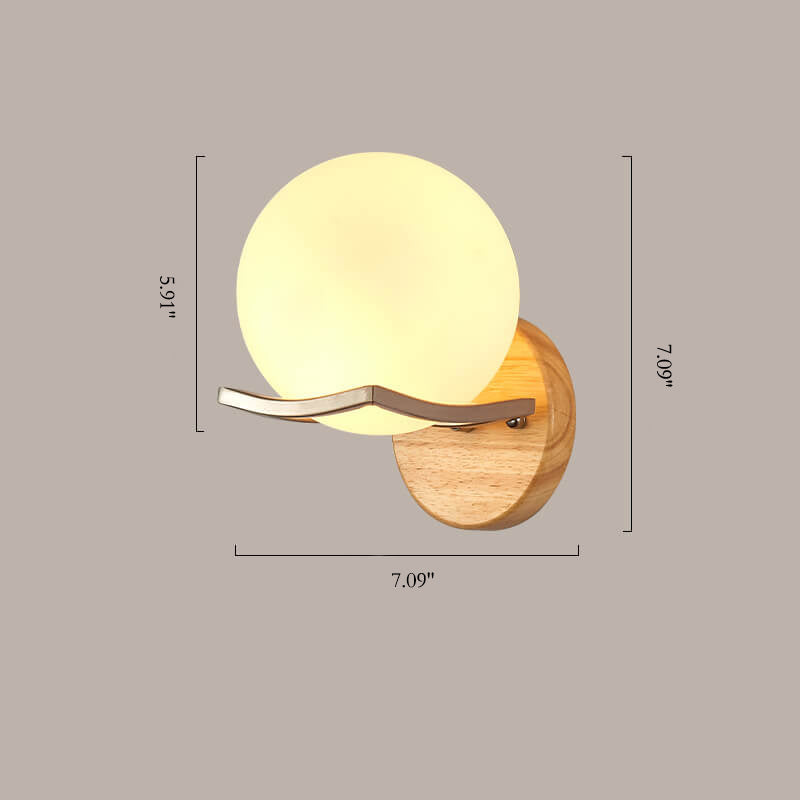 Nordic Minimalist Glass Wood 1-Light Wall Sconce Lamp