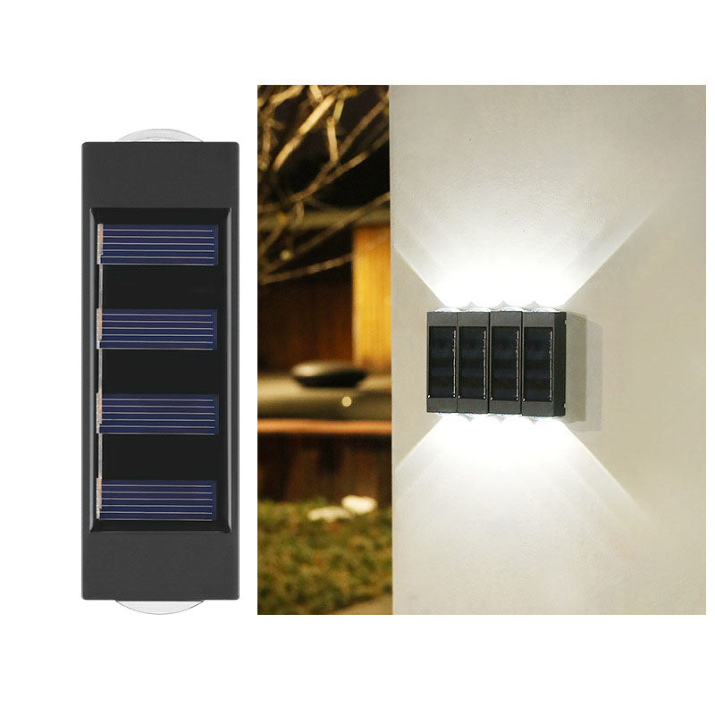 Aplique de pared LED solar exterior impermeable de tira larga de ABS y PC de estilo minimalista moderno para exterior 