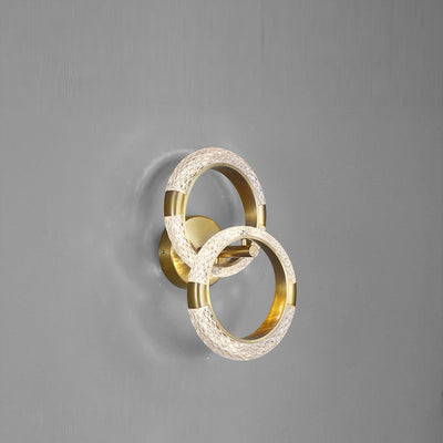 Contemporary Luxury Golden Finish Ring Crystal Embellishment LED Wall Sconce Lamp For Bedroom