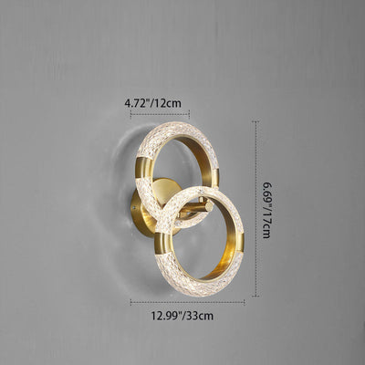 Contemporary Luxury Golden Finish Ring Crystal Embellishment LED Wall Sconce Lamp For Bedroom