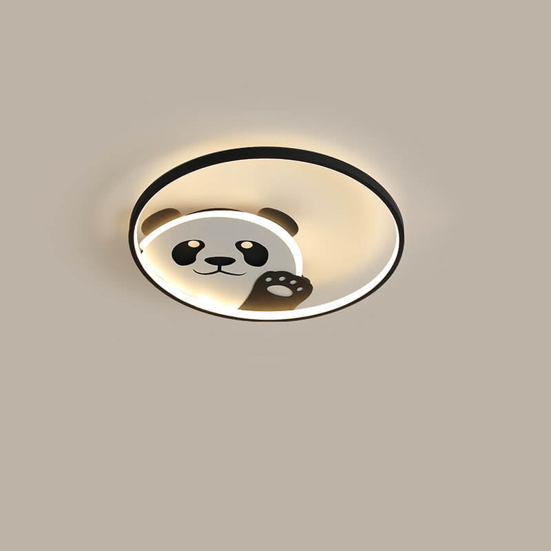 Cartoon Cute Panda Round LED Flush Mount Ceiling Light