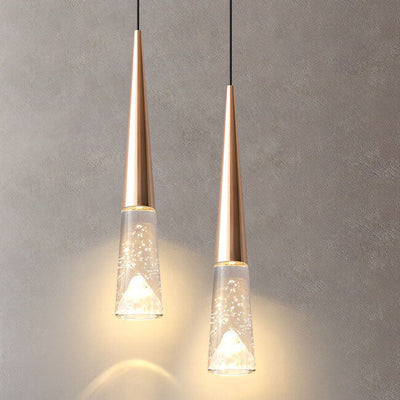 Light Luxury Minimalist Crystal Hardware Pillar LED Pendant Light