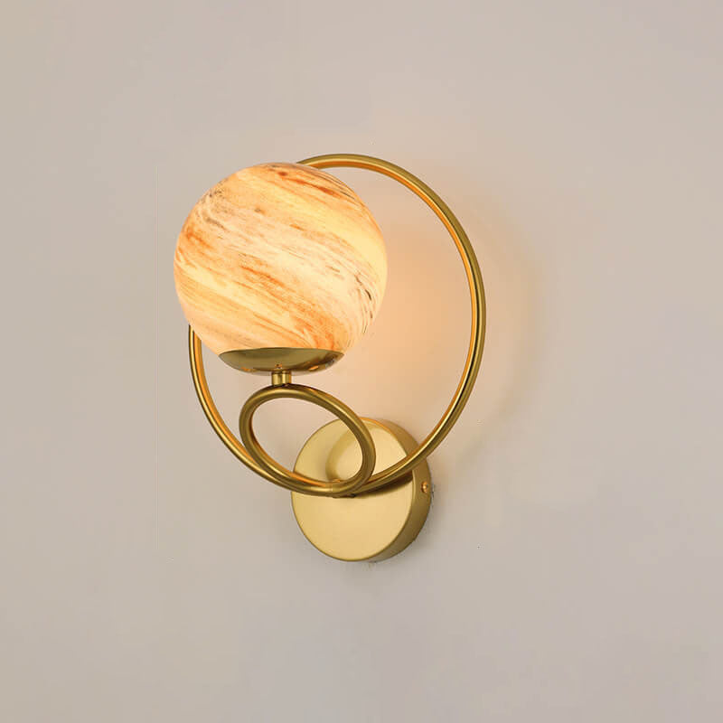Nordic Creative Circle Planet Glass Iron Applique Murale 1 Lumière 