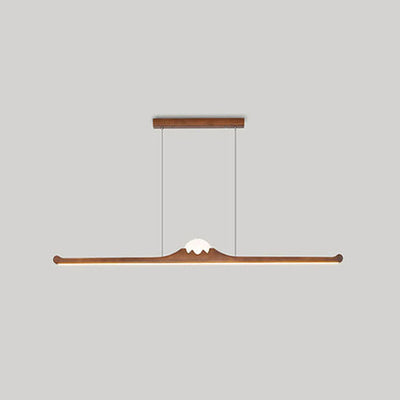 Nordic Retro Black Walnut Solid Wood Long Strip LED Island Light Chandelier