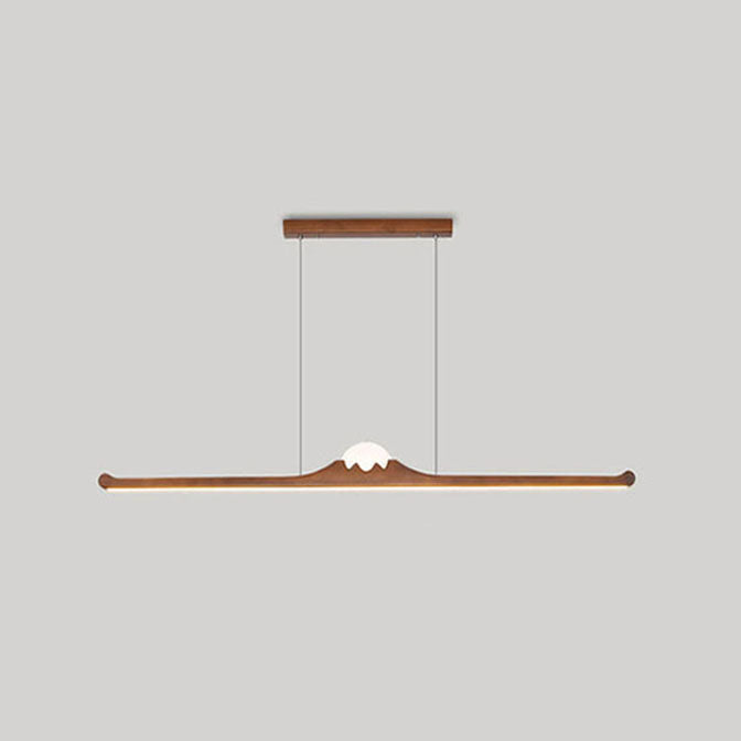 Nordic Retro Black Walnut Solid Wood Long Strip LED Island Light Chandelier