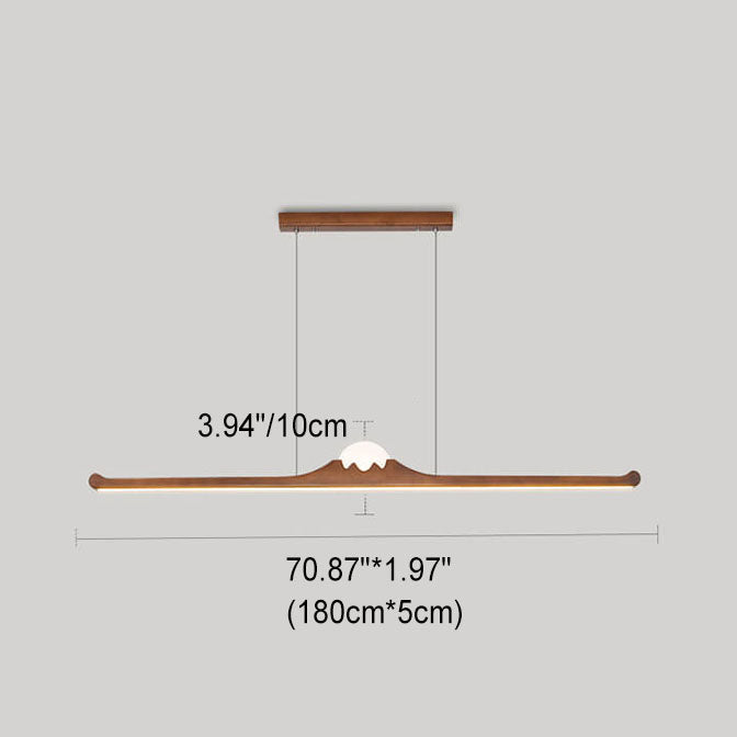 Nordic Retro Schwarz Walnuss Massivholz Langstreifen LED Insel Licht Kronleuchter 