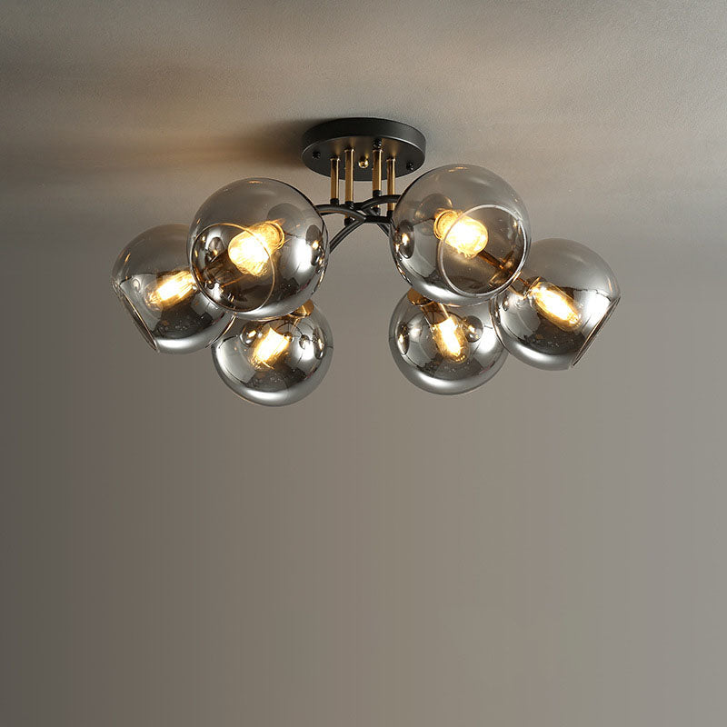Plafonnier semi-encastré moderne en verre de luxe léger avec haricot magique rond 4/6/8 lumières 