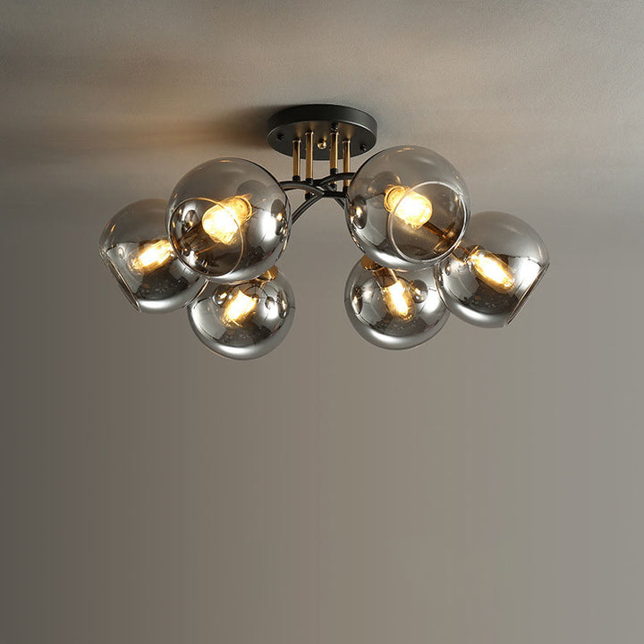 Plafonnier semi-encastré moderne en verre de luxe léger avec haricot magique rond 4/6/8 lumières 