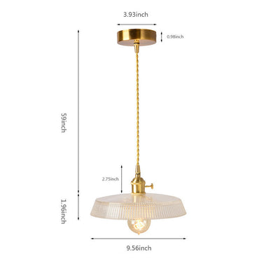 Japanese Vintage Brass Glass 1-Light Pendant Light