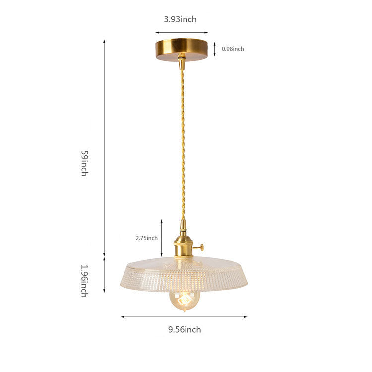 Japanese Vintage Brass Glass 1-Light Pendant Light