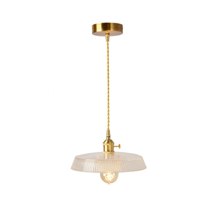 Japanese Vintage Brass Glass 1-Light Pendant Light