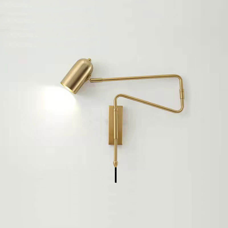 Applique murale à bras oscillant long et cylindre en fer de style nordique contemporain pour chambre à coucher 