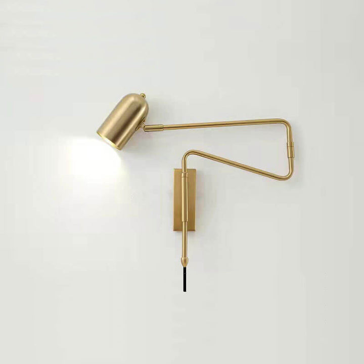Applique murale à bras oscillant long et cylindre en fer de style nordique contemporain pour chambre à coucher 