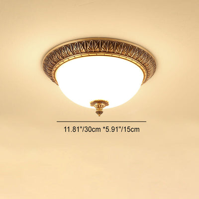 Modern Imitation Marble All Copper Circular 1-Light Flush Mount Ceiling Light