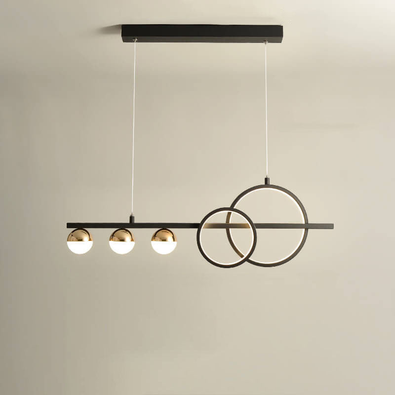 Modern Luxury Long Strip Round Globe Design LED Island Light Chandelier