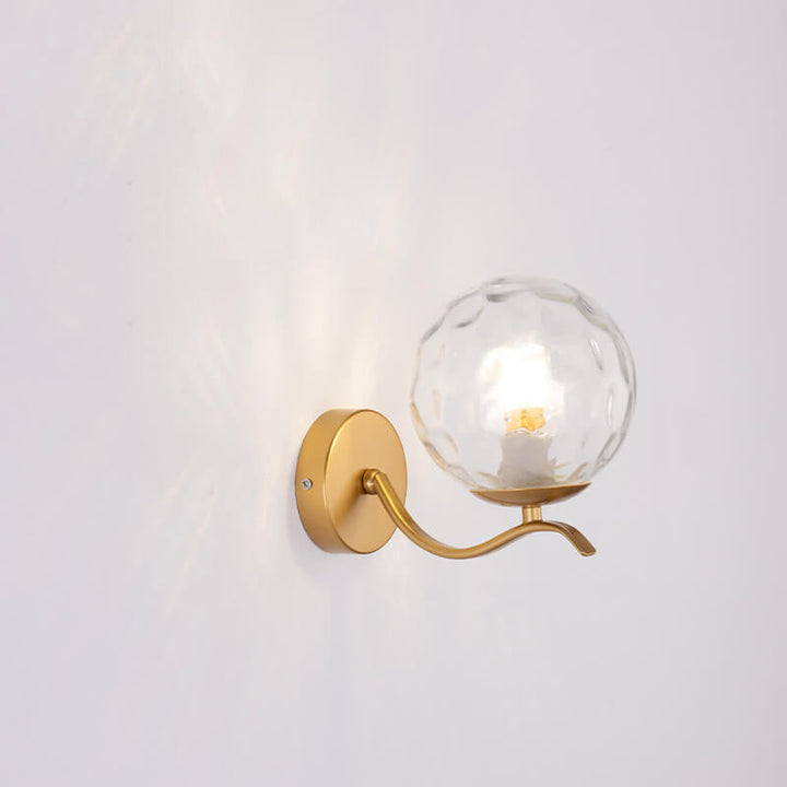 Lámpara de Aplique de Pared de 1 Luz con Pantalla Esférica de Vidrio y Soporte de Hierro de Lujo 