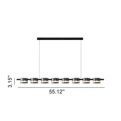 Moderner, minimalistischer LED-Kronleuchter aus Glas mit zylindrischem Lampenschirm 