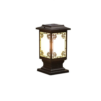 Solar Chinesisches Fenster Quadrat Post Head 1-Licht Wasserdichte Garten Landschaft Licht 