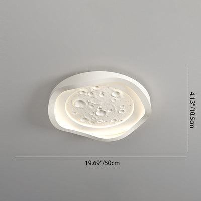 Plafonnier LED en fer avec abat-jour rond et texture de roche imitation résine pour salon, simplicité moderne 