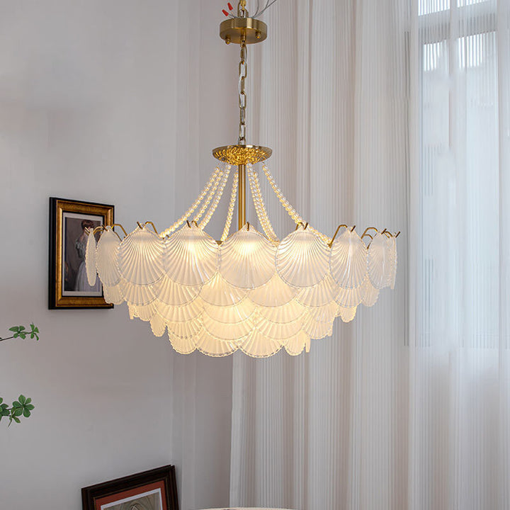 French Light Luxury Petal 3/6/9-Light Inselleuchter aus Glas 