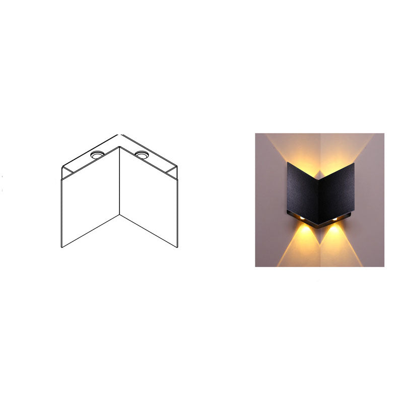 Moderne minimalistische quadratische flache geometrische LED-Wandleuchte aus Solar-Edelstahl für den Außenbereich 