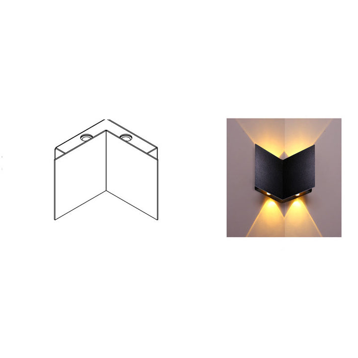 Moderne minimalistische quadratische flache geometrische LED-Wandleuchte aus Solar-Edelstahl für den Außenbereich 