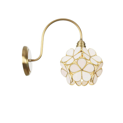 European Tiffany Vintage Brass Glass 1-Light Wall Sconce Lamp