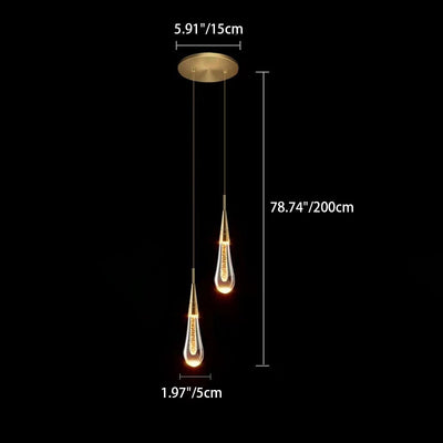 Contemporary Scandinavian Water Drops Iron Aluminum Crystal LED Chandelier For Bedroom