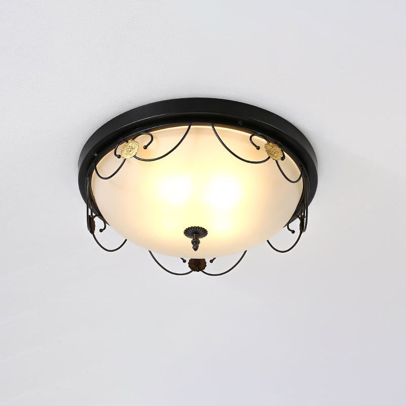 European Vintage Round Bowl 3/4 Light Flush Mount Ceiling Light