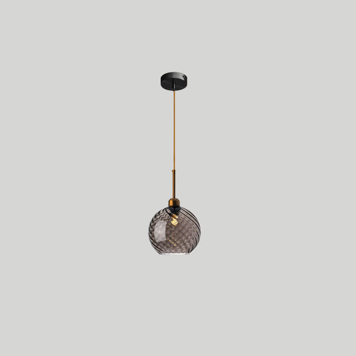 Moderne nordische 1-flammige Pendelleuchte aus Glas und Eisen mit runder geometrischer Struktur für Wohnzimmer &amp; Schlafzimmer 
