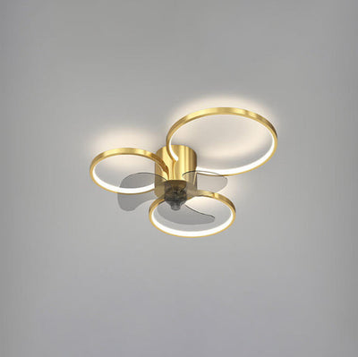Modern Light Luxury Geometric Square Round Design LED Flush Mount Ceiling Fan Light