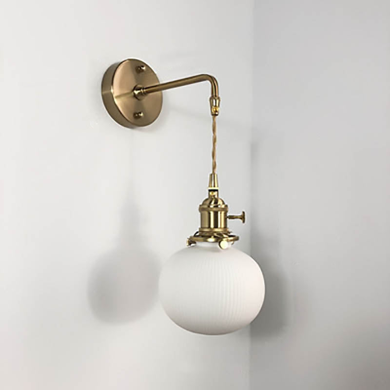 Japanischer Retro Minimalistischer Zylinder Oval Messing Lucite 1-Licht Wandleuchte 