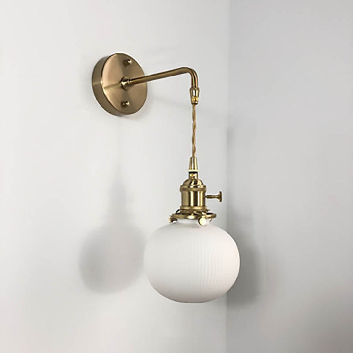 Japanischer Retro Minimalistischer Zylinder Oval Messing Lucite 1-Licht Wandleuchte 