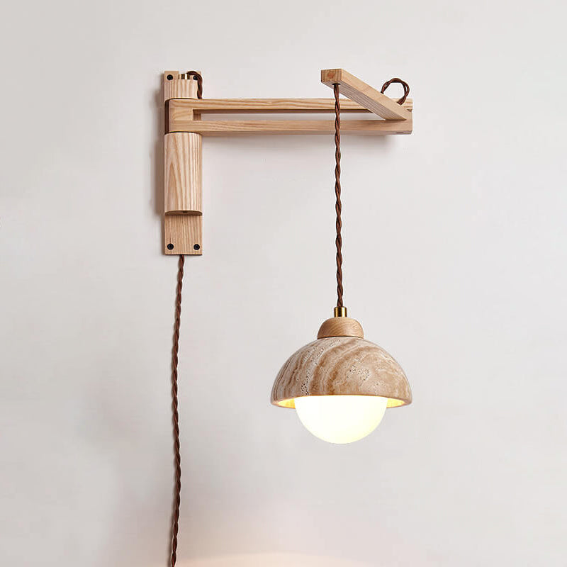Japanische moderne Holz klappbare 1-Licht Wandleuchte 