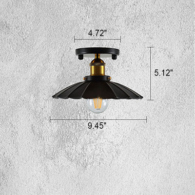 Vintage Industrial Iron Cone Umbrella 1-Light Semi-Flush Mount Deckenleuchte